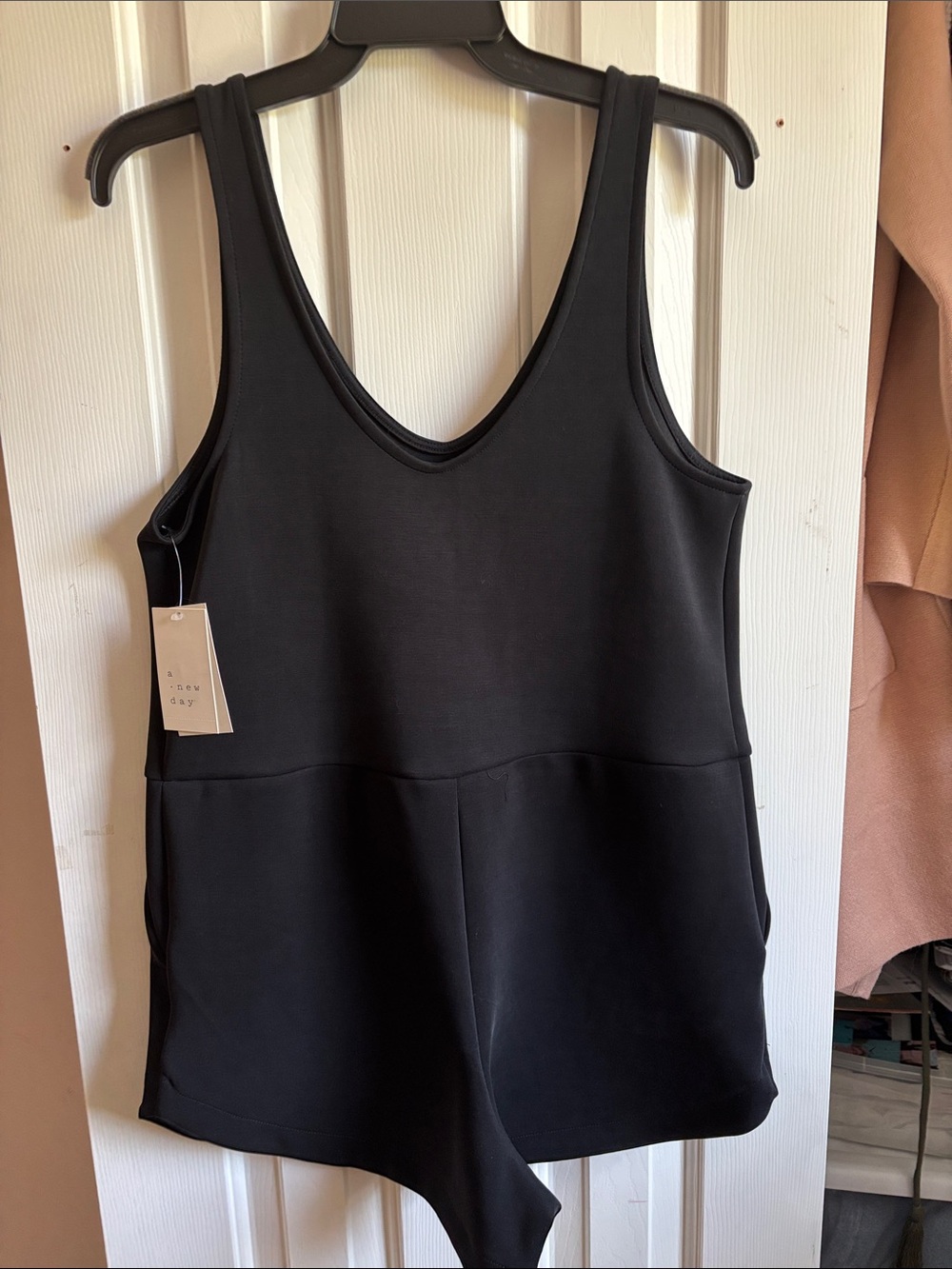 a new day Black Sleeveless V-Neck Romper with Pockets